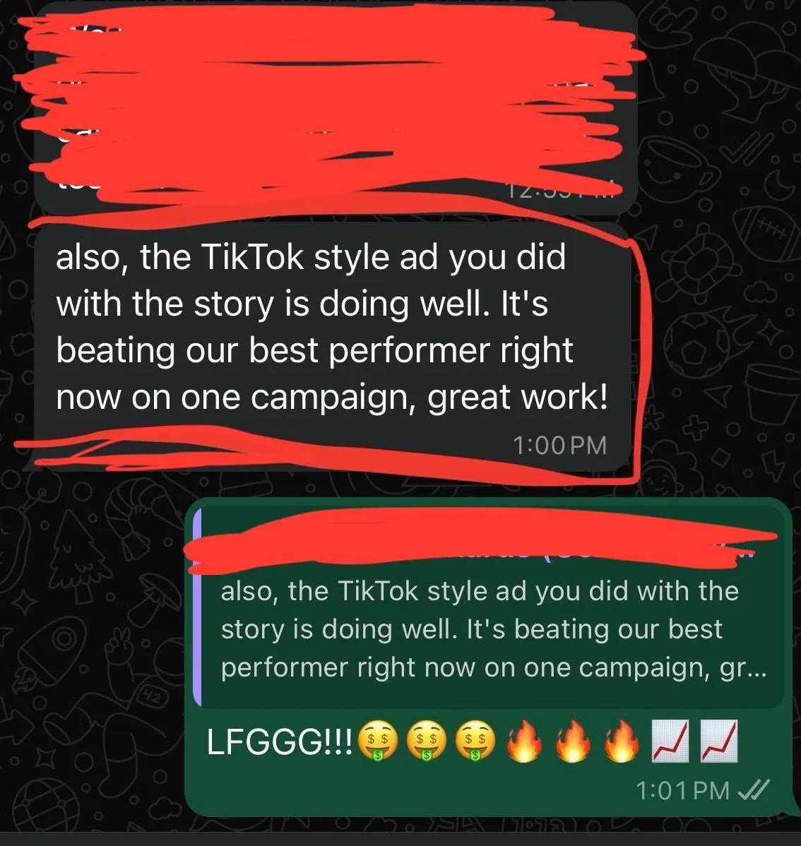 Mosaic of testimonial screenshots from OJay Media partner advisors, including one referencing $2M transferred in a single month